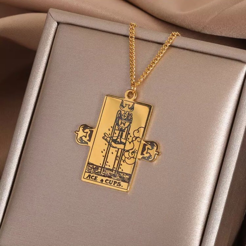 ⚜️𝟯𝟬%𝗢𝗙𝗙 𝗯𝘂𝗻𝗱𝗹𝗲𝘀 𝟯+⚜️ NEW Ace & Cups Tarot Stainless Steel Necklace - Picture 4 of 8